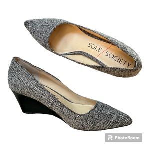 Sole Society Juli Black and White Wedge Heel 8.5